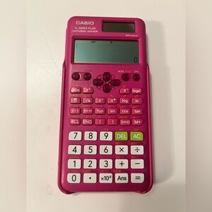This is a Casio fx-300ES PLUS 2nd Edition scientific calculator in pink.